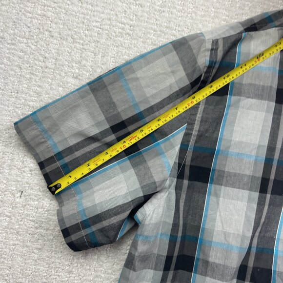 Y2K Hurley Shirt Mens XXL Light Grey / Blue Button Up Skater Surfer Beach Casual - Picture 10 of 15